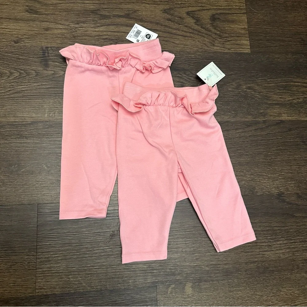 NWT Lullaby Pants 0-3 Month Pink Ruffle Baby Girl Leggings - Picture 1 of 4